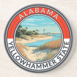 Alabama Travel Art Badge Coaster