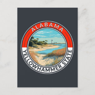 Alabama Travel Art Badge Postcard