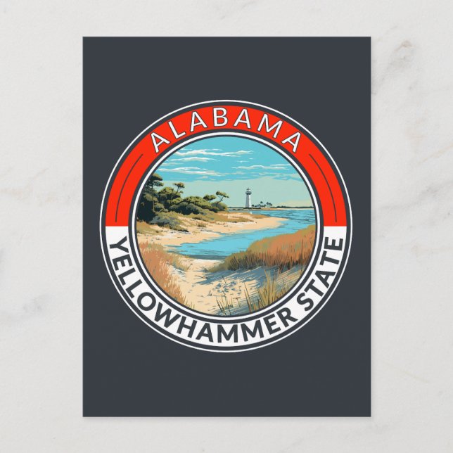 Alabama Travel Art Badge Postcard (Front)