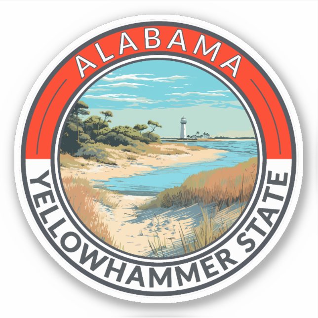 Alabama Travel Art Badge Sticker (Front)