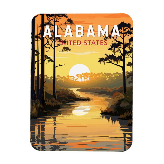 Alabama Travel Art Vintage Magnet (Vertical)