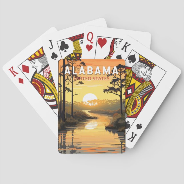 Alabama Travel Art Vintage Poker Cards (Back)