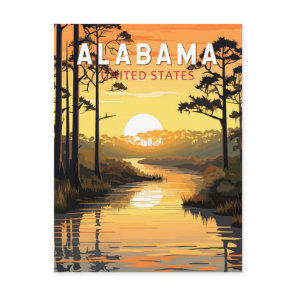 Alabama Travel Art Vintage Postcard