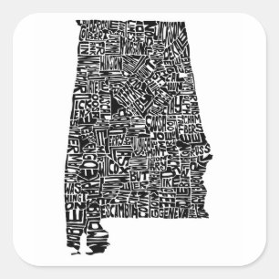 Alabama typography map laptop sticker