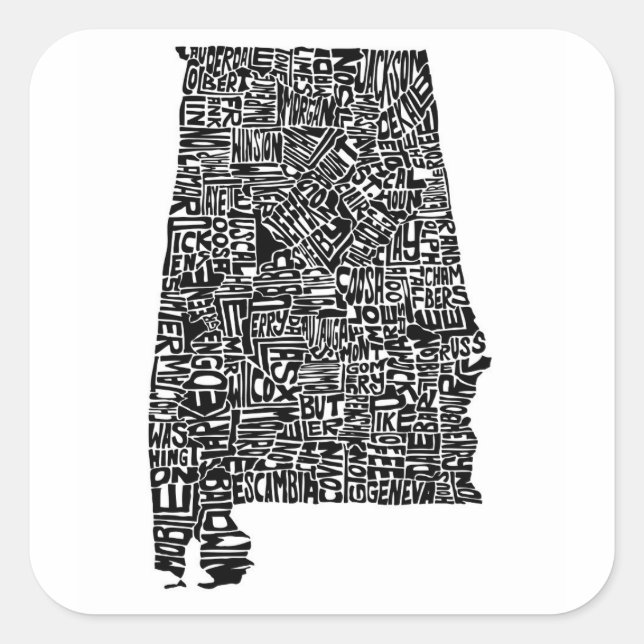 Alabama typography map laptop sticker (Front)