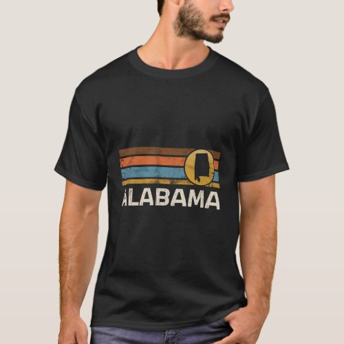 Alabama Us State Map Stripes T_Shirt