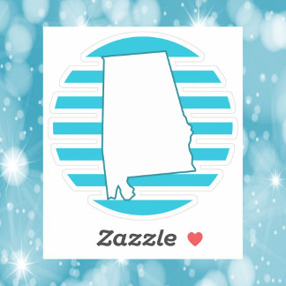 Alabama US State Outline Retro Circle Blue Sticker