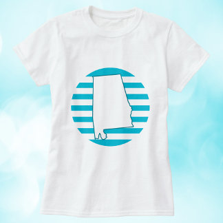 Alabama US State Retro Circle Blue T-Shirt