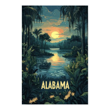 Alabama USA Art Vintage Illustration Travel