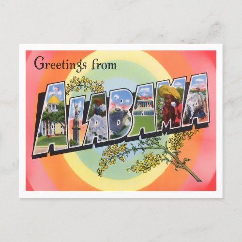 Alabama Vintage Big Letters Postcard