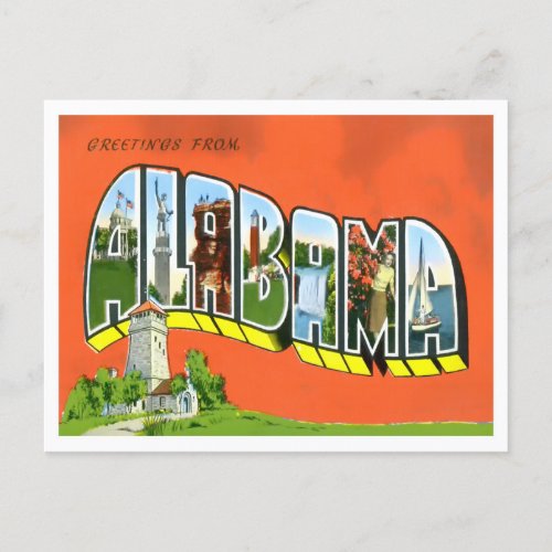 Alabama Vintage Big Letters Postcard