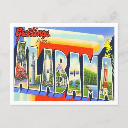 Alabama Vintage Big Letters Postcard