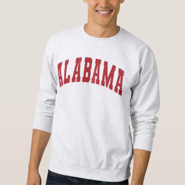 Alabama Vintage College Style Red Text Sweatshirt (Front)
