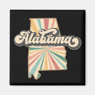 Alabama Vintage Colorful Map Magnet