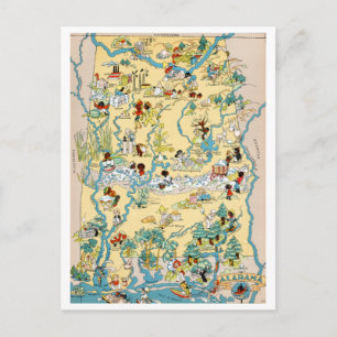 Alabama Vintage Map Postcard