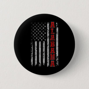 Alabama - Vintage Patriotic Usa Flag Football Seas Button