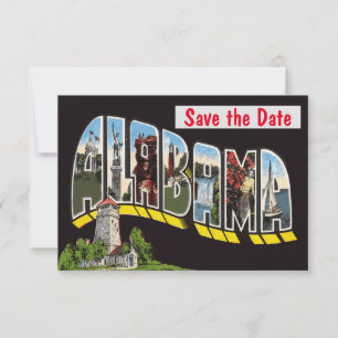 Alabama Vintage Postcard wedding Invitation