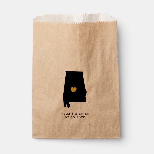 Alabama Wedding Favor Treat Sacks, Paper Gift Bags (Front)