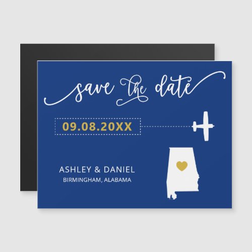 Alabama Wedding Save the Date Card Map Magnetic Invitation