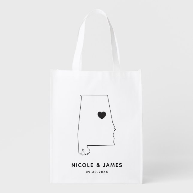 Alabama Wedding Welcome Bag Tote, Destination Map (Front)