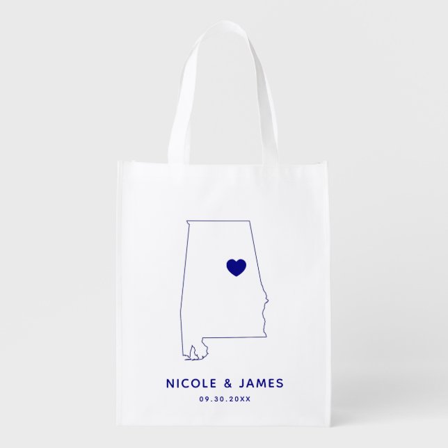 Alabama Wedding Welcome Bag Tote, Destination Map (Front)