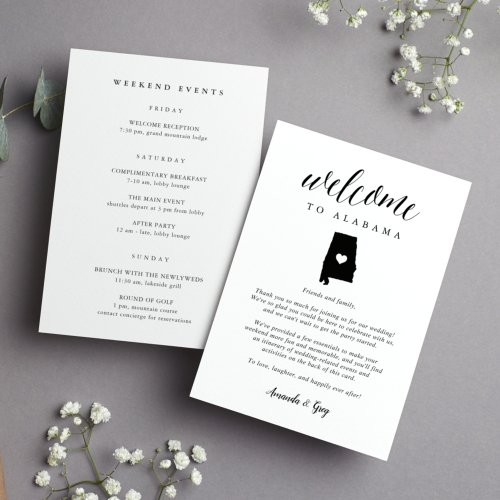 Alabama Wedding Welcome Letter  Itinerary