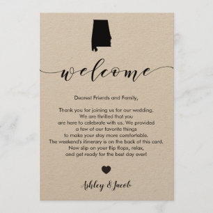 Alabama Wedding Welcome Letter & Itinerary Card