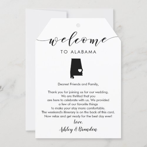 Alabama Wedding Welcome Tag Letter Itinerary