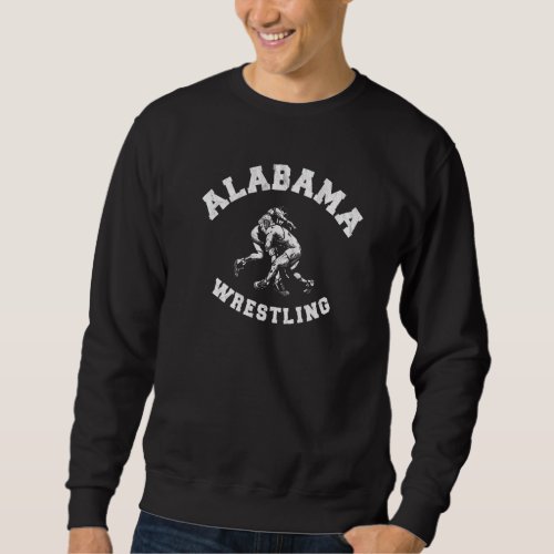 Alabama Wrestling 80s Distressed Retro Freestyle W Sweatshirt