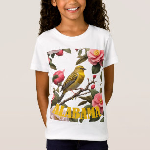 Alabama Yellowhammer Bird And Camellia Cut Out T-Shirt