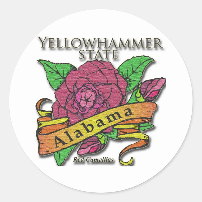 Alabama Yellowhammer State Camellias Round Stickers