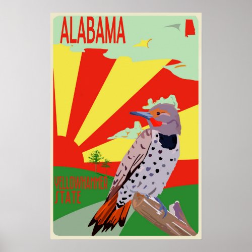 Alabama Yellowhammer State Travel Poster