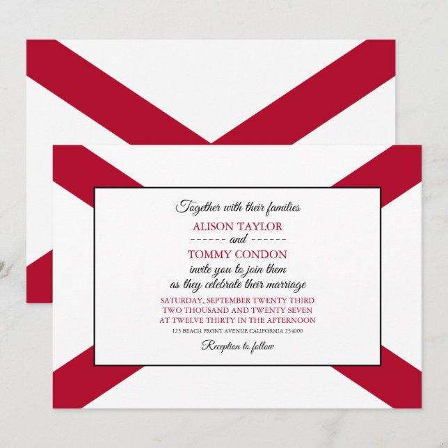 Alabamian Flag, Flag of Alabama Wedding Invitation (Front/Back)