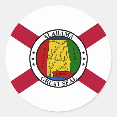 Alabamian Flag  Seal Flag of Alabama Classic Round Sticker