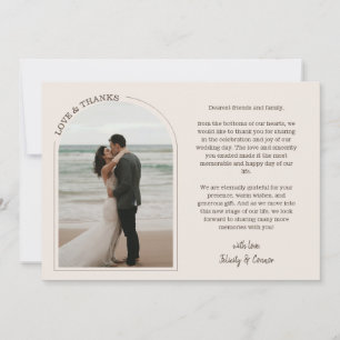 Alabaster Arch Wedding Photo Love & Thanks Thank You Card