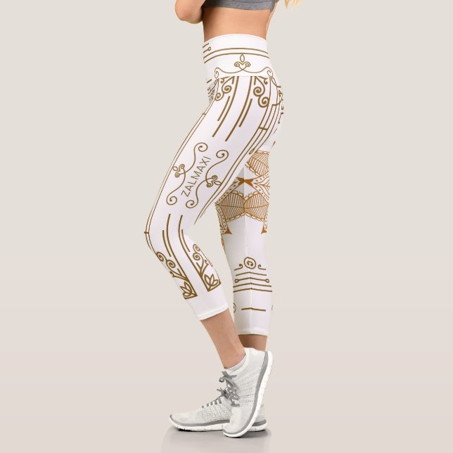 ”Alabaster” Art Nouveau Capri Leggings (Left)