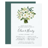 Alabaster Bouquet Rehearsal Dinner Invitation