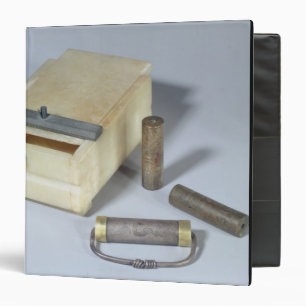 Alabaster box and bronze and silver seal cylinders 3 ring binder