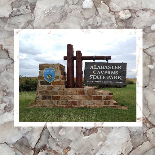 Alabaster Caverns State Park Entrance Sign OK Postcard