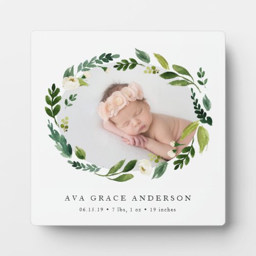 Alabaster Floral Baby Photo Plaque