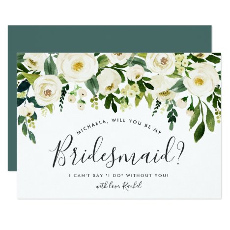 Alabaster Floral Be My Bridesmaid Card