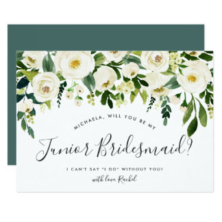 Alabaster Floral Be My Junior Bridesmaid Card