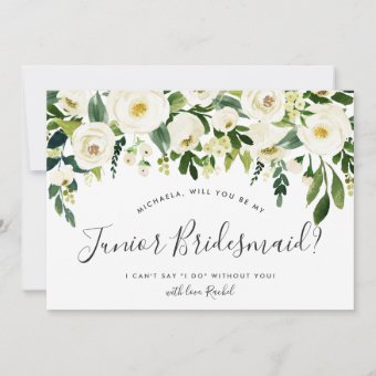 Alabaster Floral Be My Junior Bridesmaid Card | Zazzle