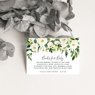 Alabaster Floral Book Request Baby Shower Card