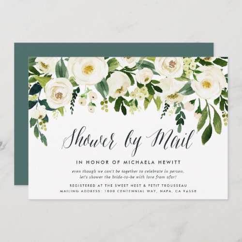 Alabaster Floral Bridal or Baby Shower By Mail Invitation