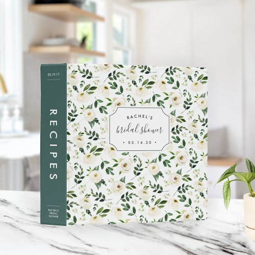 Alabaster Floral Bridal Shower Recipe Binder