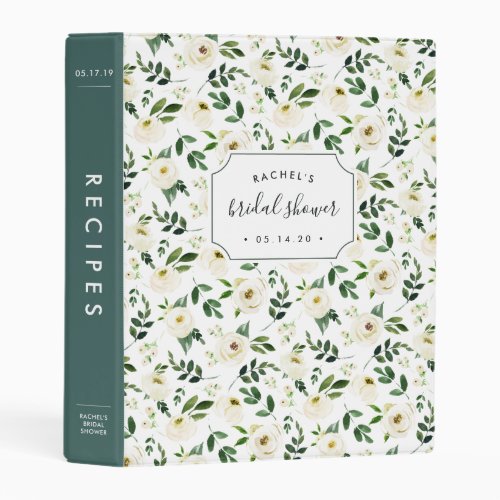 Alabaster Floral  Bridal Shower Recipe Mini Binder