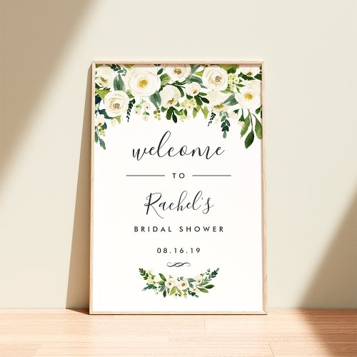 Alabaster Floral Bridal Shower Welcome Poster