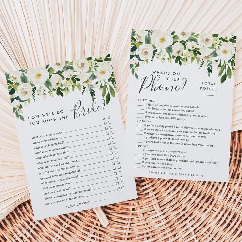 Alabaster Floral Double Bridal Shower Game Card