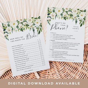 Alabaster Floral Double Bridal Shower Game Card